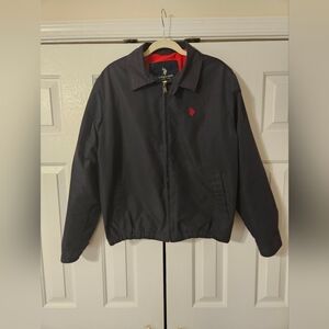 U.S. Polo Assn. Men's Jacket Black Red Lined Embroidered Logo Zip M